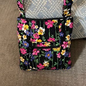 Black floral crossbody purse